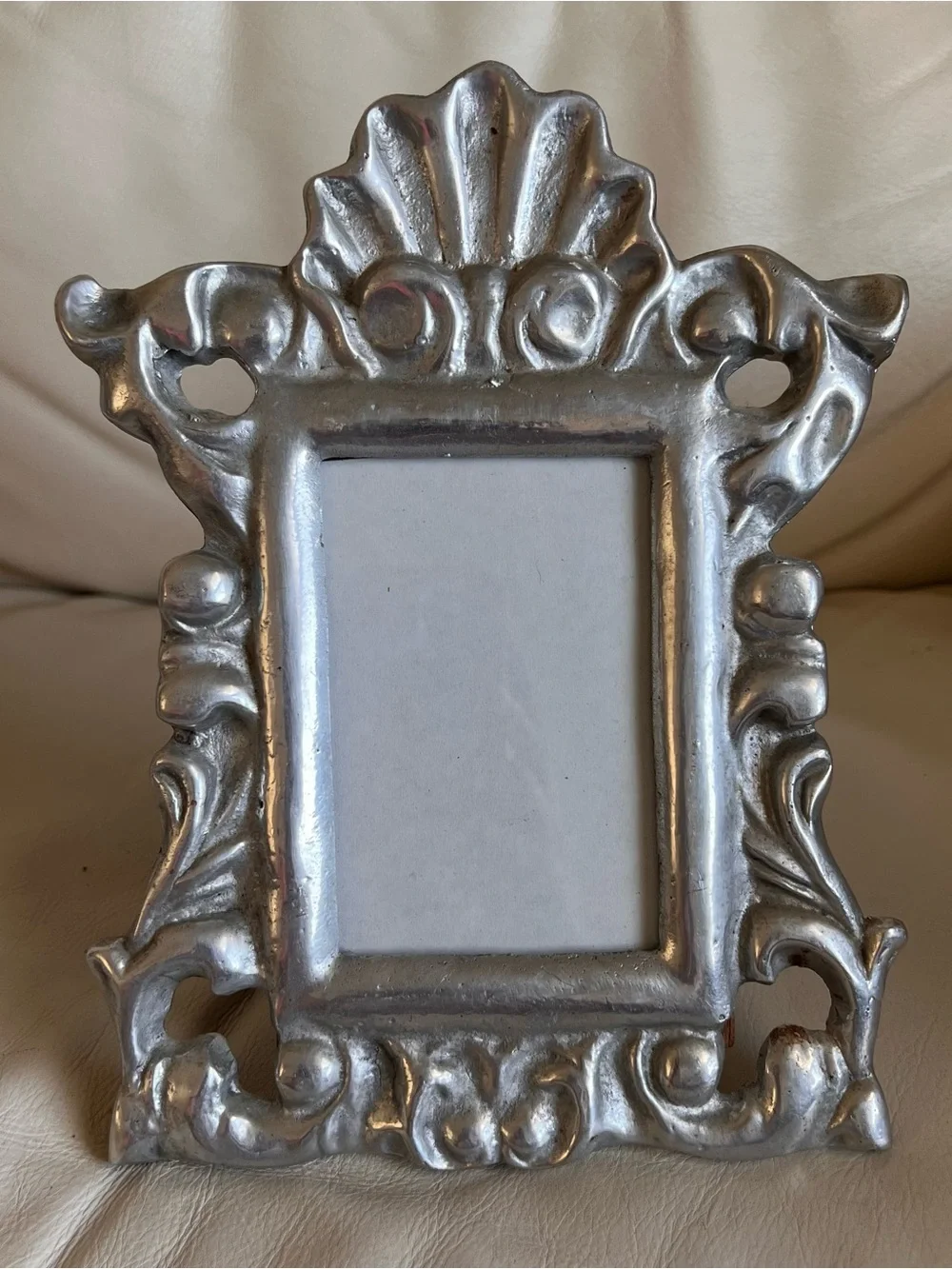 Vintage Ornate Silver Tone Decorative Picture Frame